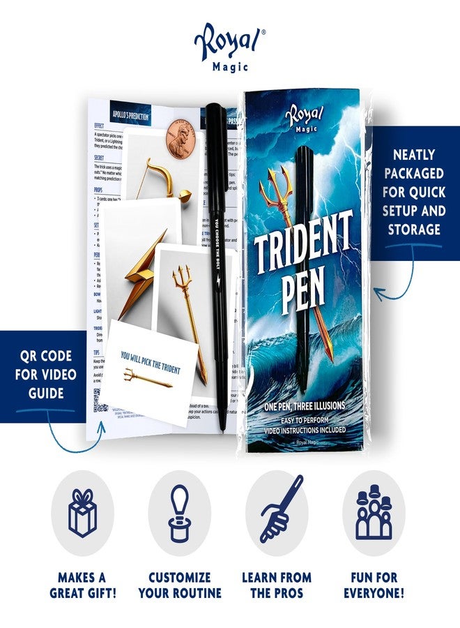 Royal Magic Trident Pen is a Stylish Magic Trick Combination of 3 Powerful Illusions-Prediction, Pen Thru Bill, and Coin Change. A Perfect Magic Trick for Adults, Kids, pros, or Beginners. - Image 4